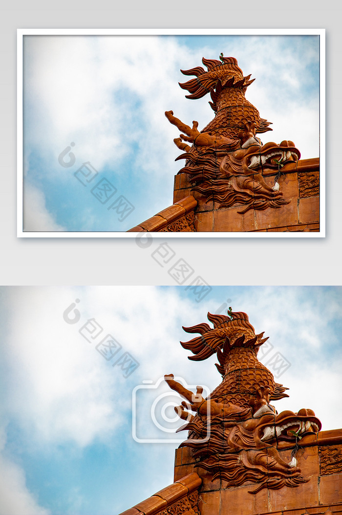 大气皇宫楼顶龙形状排水口摄影图图片图片