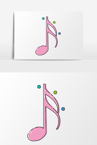 手绘卡通小清新音符粉色