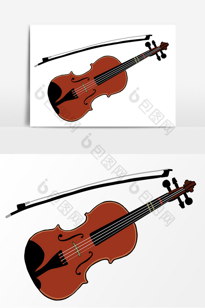 手绘小提琴卡通元素
