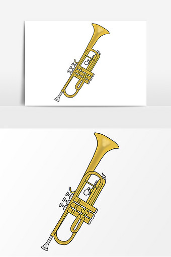 手绘音乐器材小号卡通图片下载