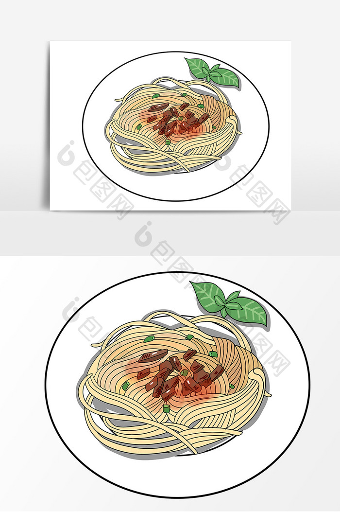 手绘意大利面卡通图案元素