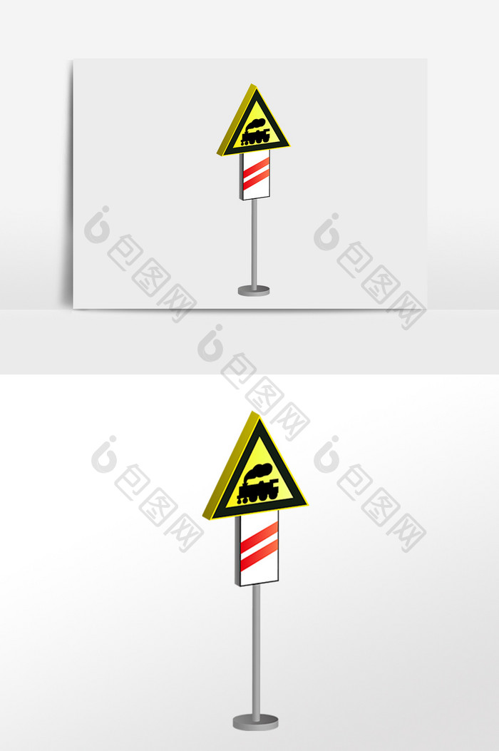 手绘道路安全火车指示牌插画 Psd素材 包图网