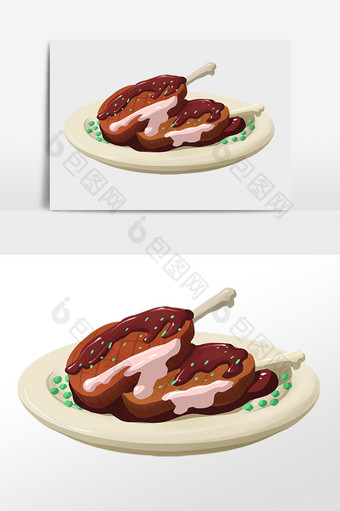 餐饮美食食物烤牛排插画图片