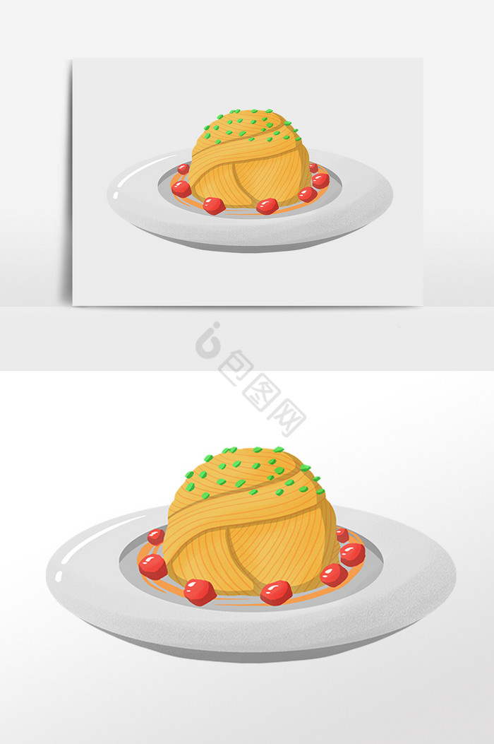 餐饮食物意大利面插画图片