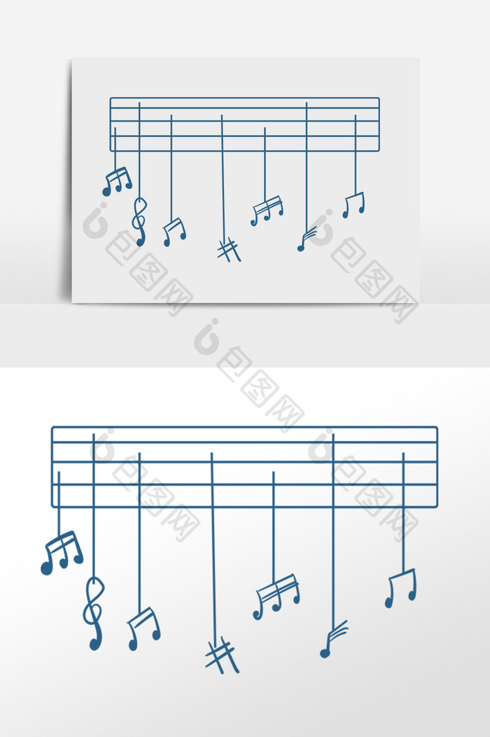 手绘彩色动感音乐符号插画