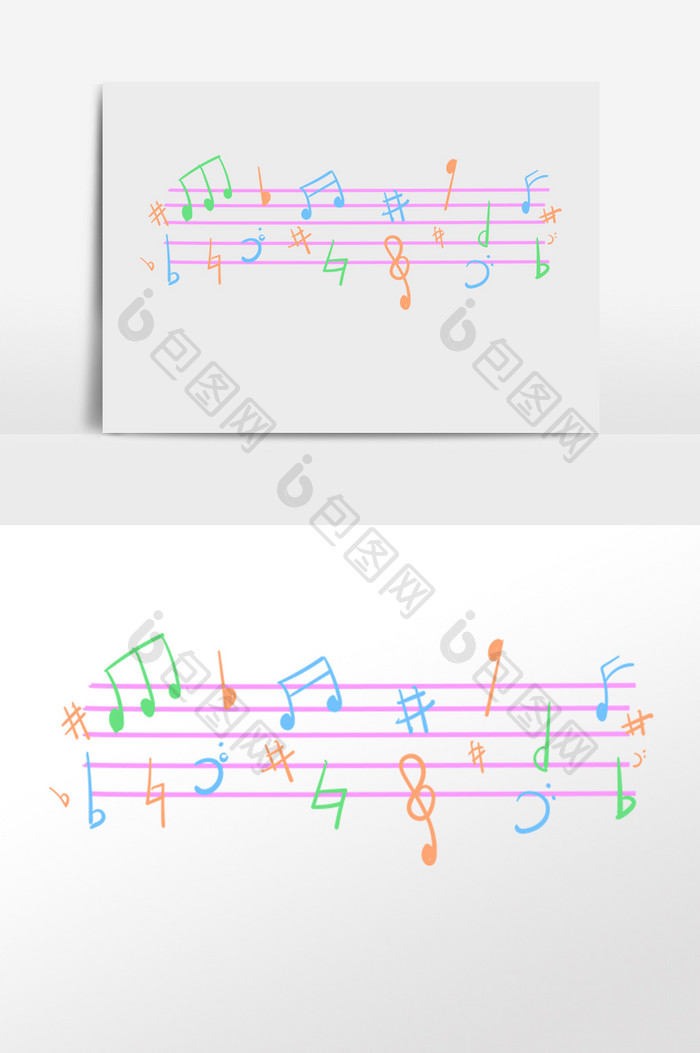 手绘彩色动感音乐音符符号插画