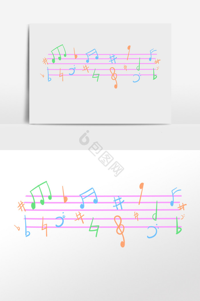 彩色动感音乐音符符号插画图片