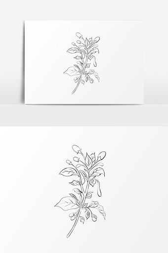 卡通手绘中草药元素线描枸杞图片下载