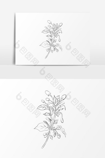 卡通手绘中草药元素线描枸杞图片