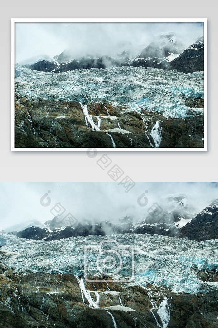 云南雨崩冰湖千年雪山高原景色摄影图