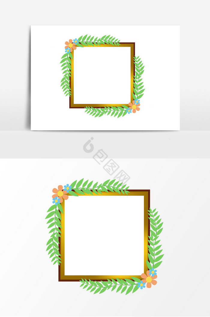 植物木质相框图片