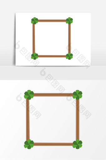 卡通木头相框矢量元素图片