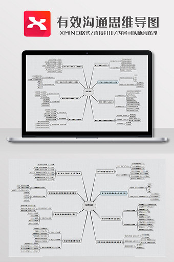 简约风有效沟通思维导图XMind模板图片