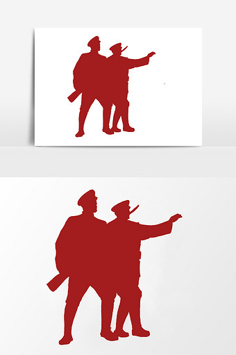 剪影风格军人革命元素