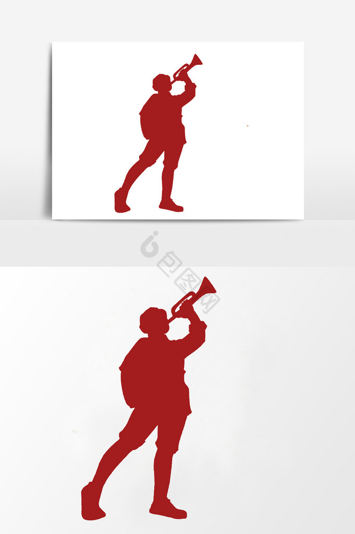 红军吹号角的素描画图片