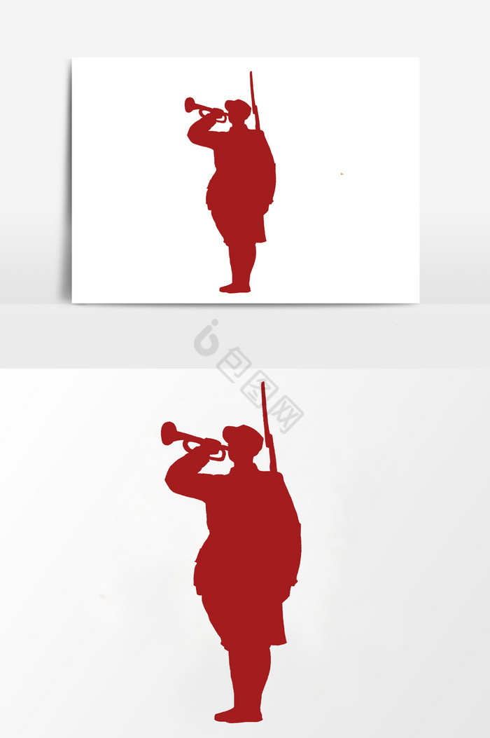 剪影红军军人吹号图片