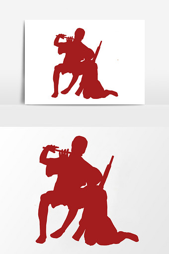 剪影红军军人革命元素