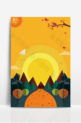 橘色秋季立秋海报背景图片