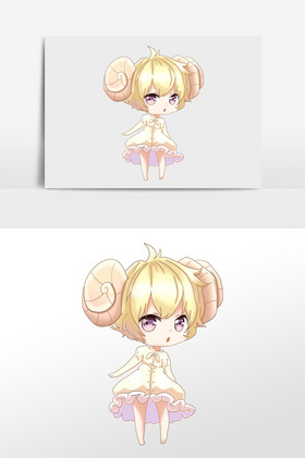 二次元表情包羊角小女孩