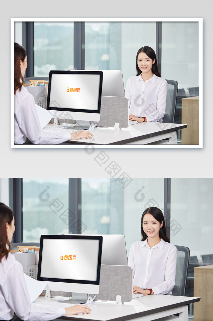 商务办公人员白领电脑显示屏投屏海报样机