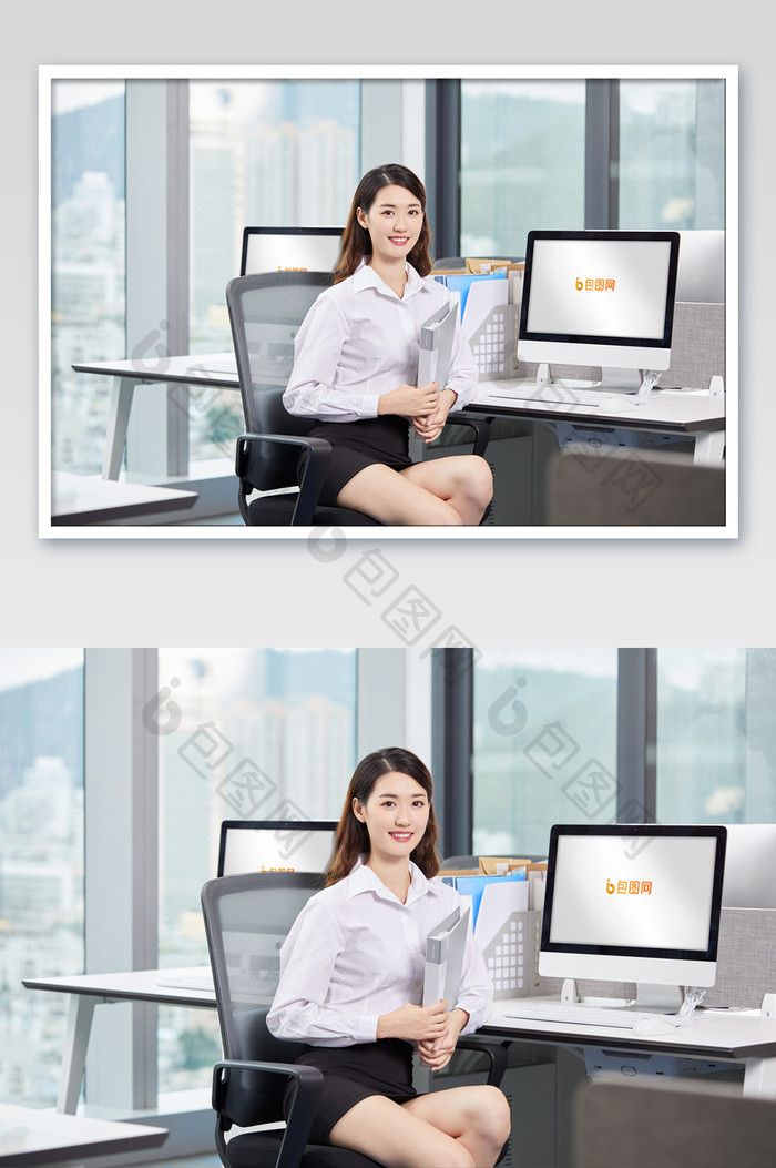 商务办公人员电脑显示屏投屏海报样机