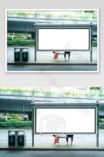 城市基础建设空白广告位公交站摄影图图片
