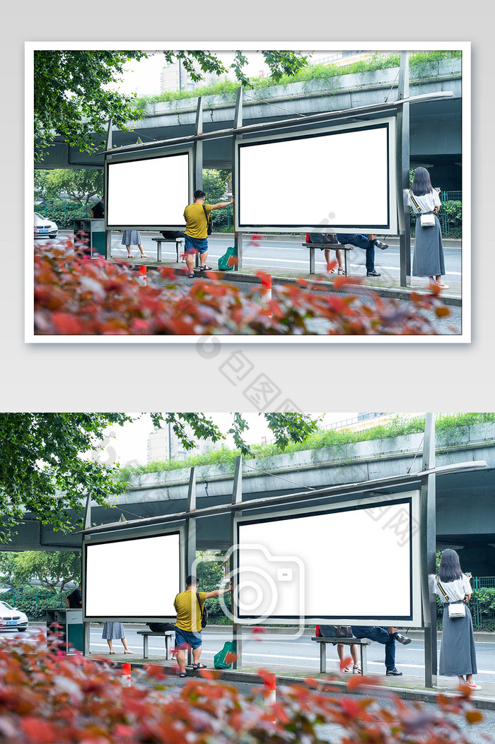 空白广告位城市基础建设公交站摄影图图片图片