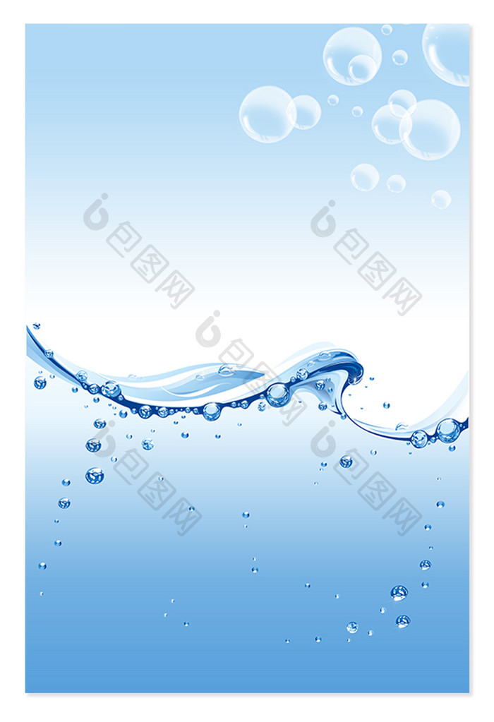 唯美水滴水面蓝色渐变元素背景设计