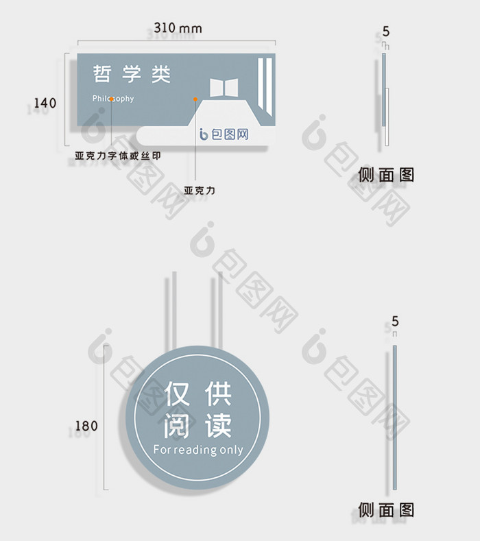 图书馆大气vi导视门牌模板