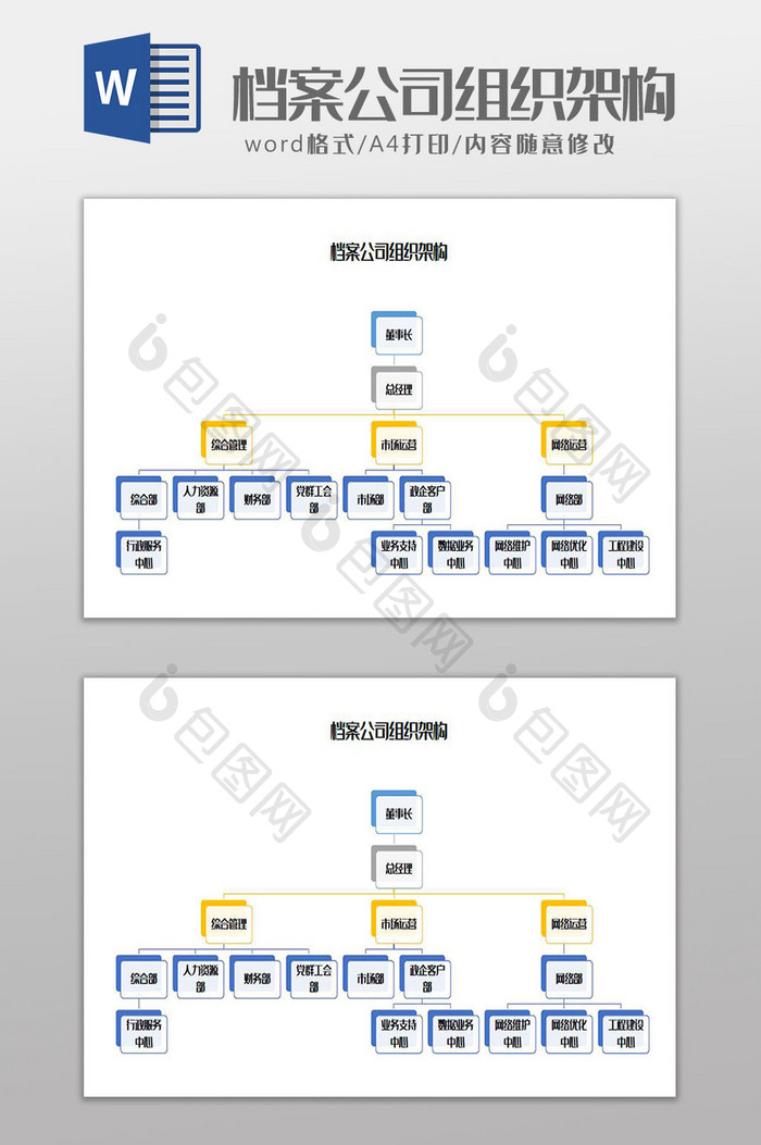 档案公司组织架构Word模板