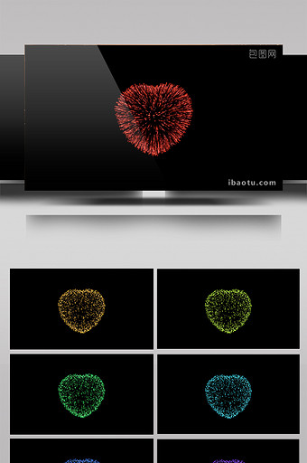 10款alpha通道心形烟花视频素材图片