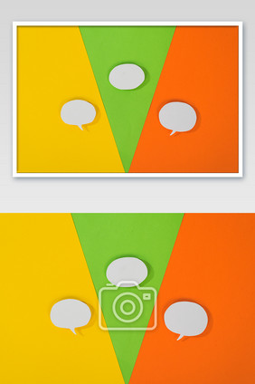 黄绿橙拼色对话气泡摄影图片