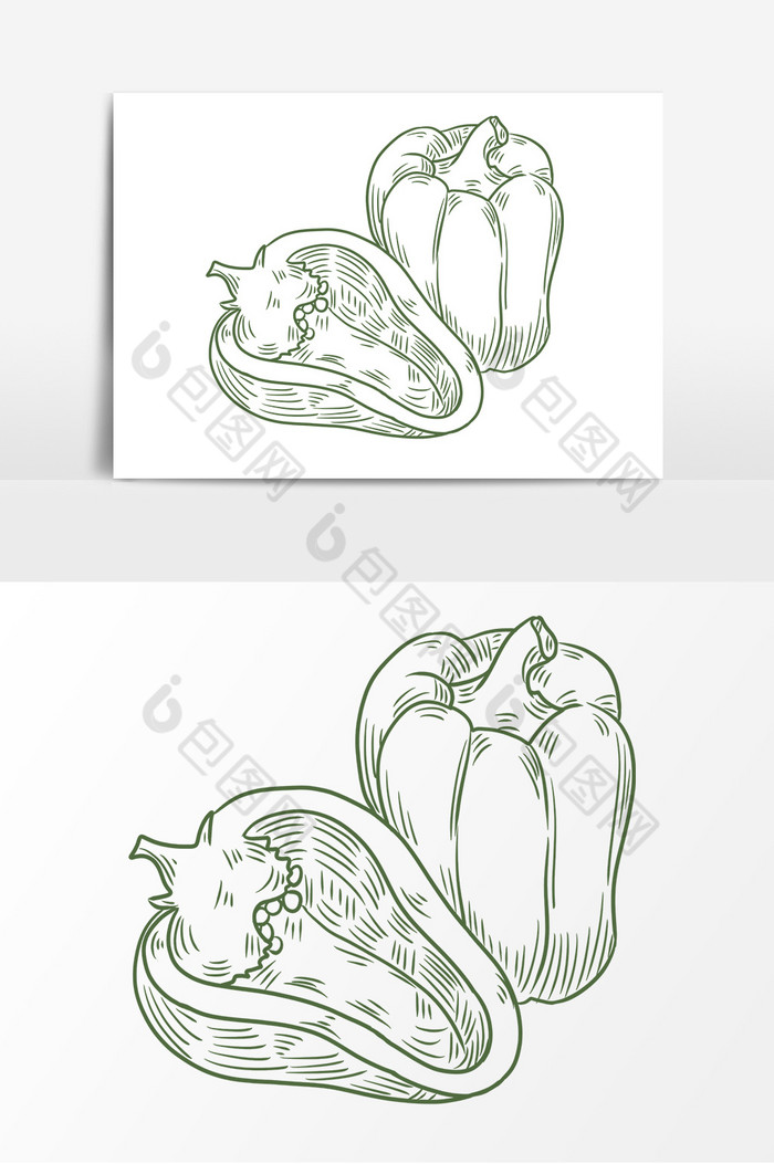 蔬菜线稿青椒图片图片