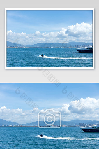 三亚亚龙湾出海蓝天白云大海风光图片