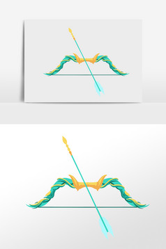 手绘兵器武器游戏道具弓箭插画游戏兵器武器