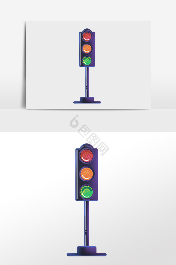 交通安全红绿灯警示灯插画图片