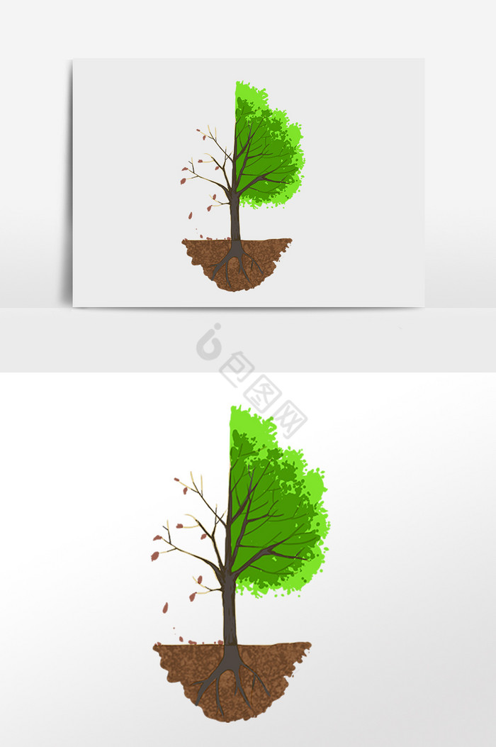 环保爱护环境树木插画图片