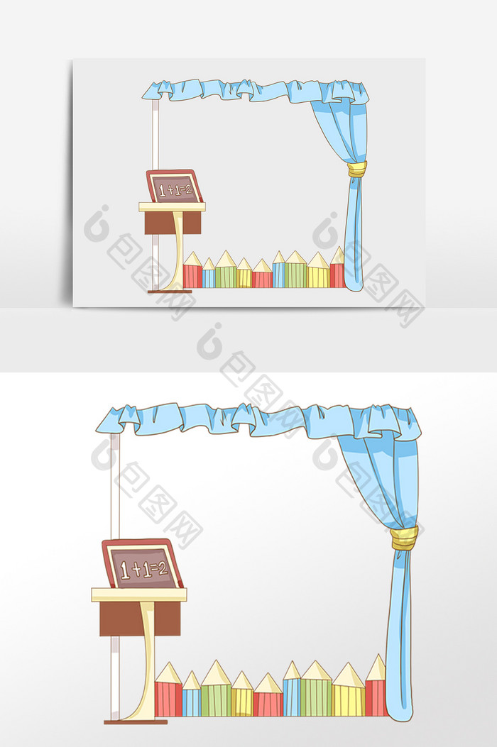 手绘教育学习学思之窗边框插画