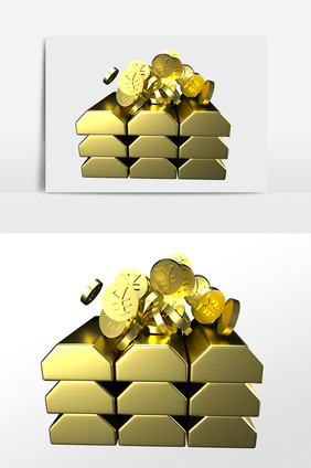 金融经济金条金子黄金插画