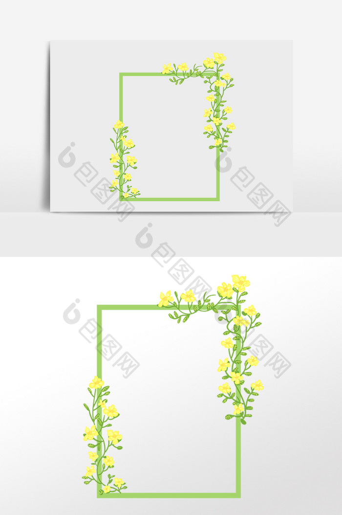 植物黄花边框插画图片图片