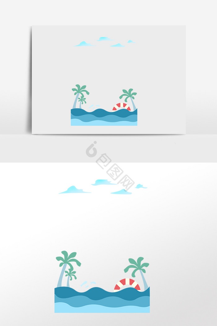 夏日大海海水边框插画图片