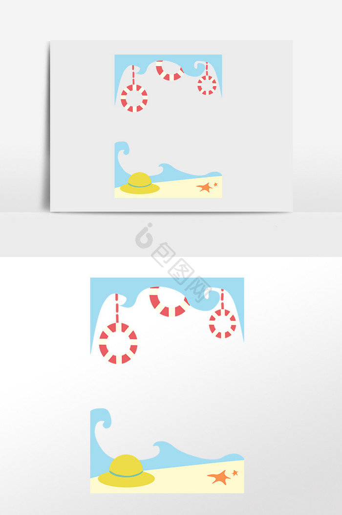 夏日海滩装饰边框插画图片