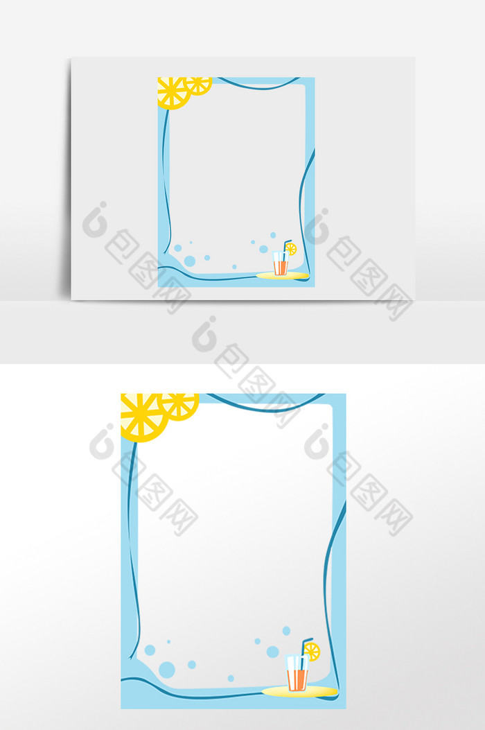 夏日柠檬汁边框插画图片图片