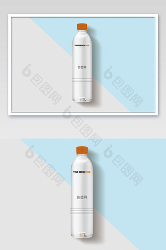 清新素雅撞色可换色水瓶矿泉水瓶包装样机图片