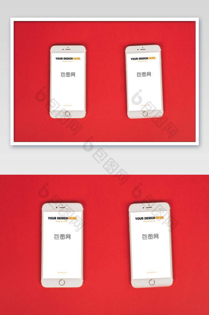 大红色背景手机app海报样机