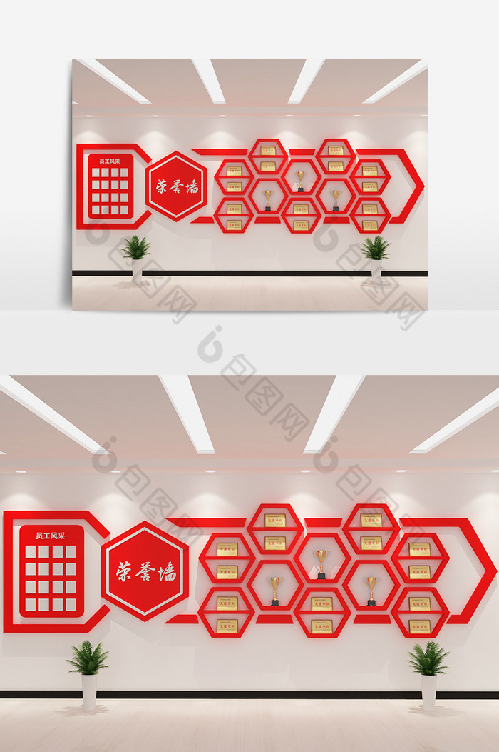 cdrmax红色主体企业荣誉墙模型设计图片图片