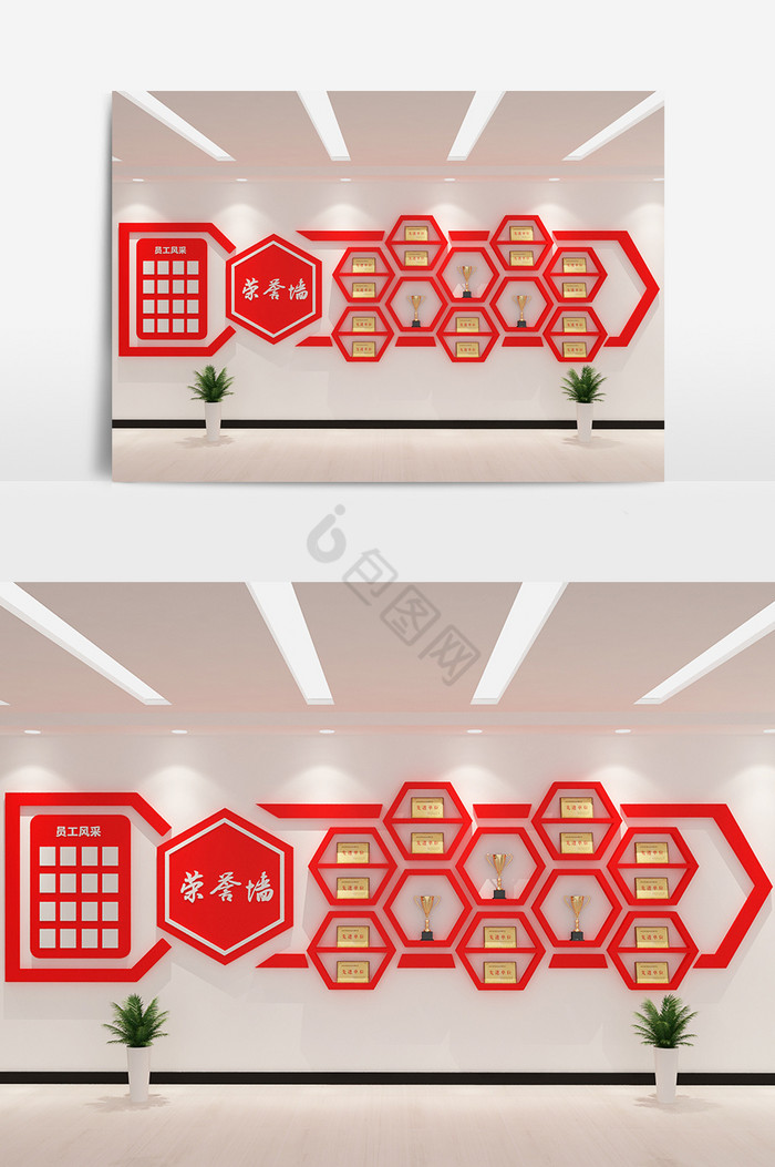 cdrmax红色主体企业荣誉墙模型设计图片