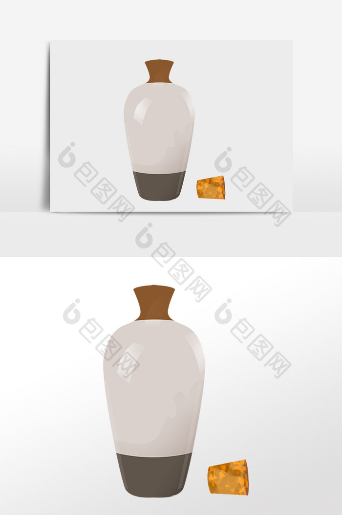 手绘中国风古风酒壶酒杯插画图片