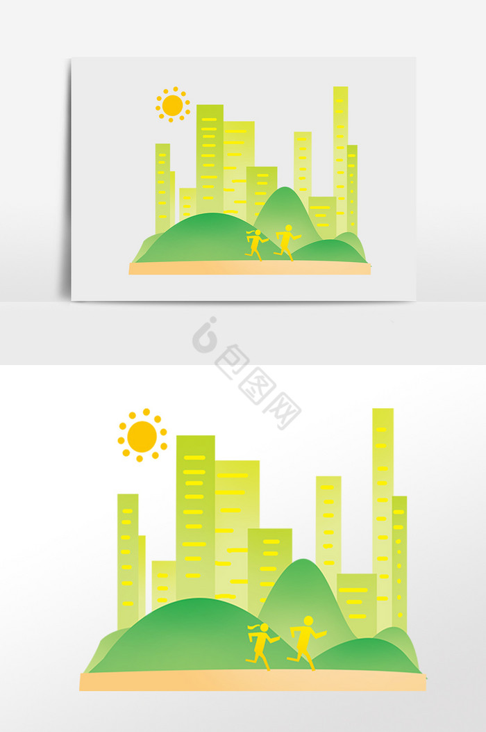 环保城市建筑插画图片