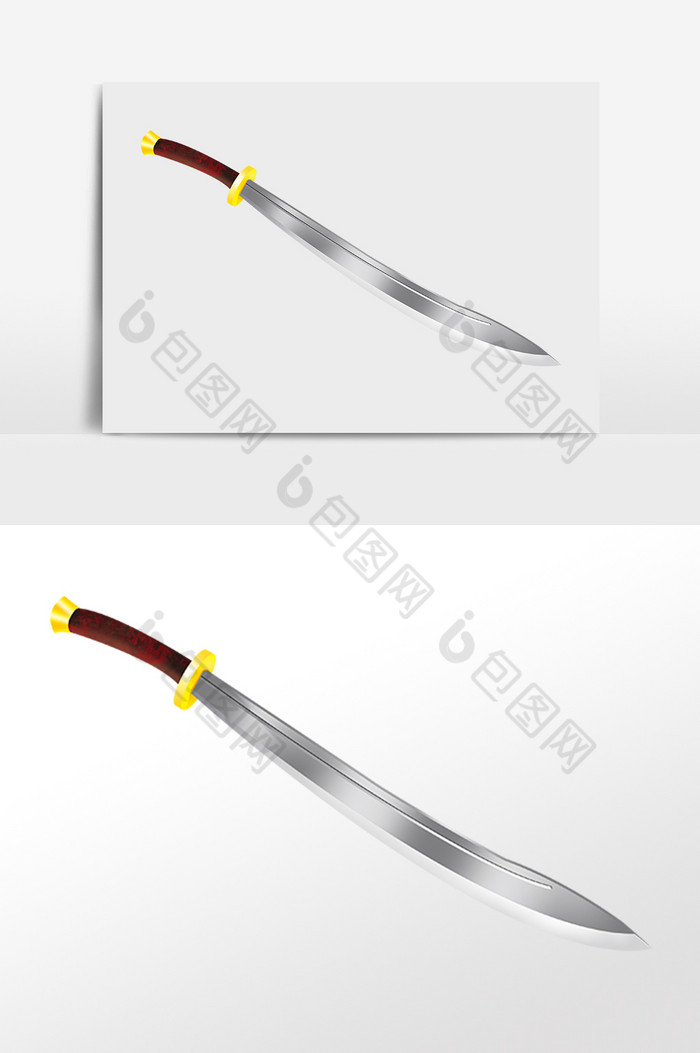 兵器冷兵器武器弯刀插画png下载-包图网